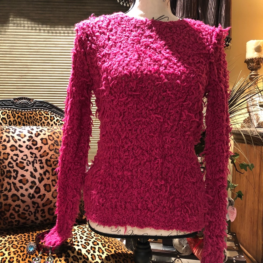 Free People hot pink soft fuzzy sweater